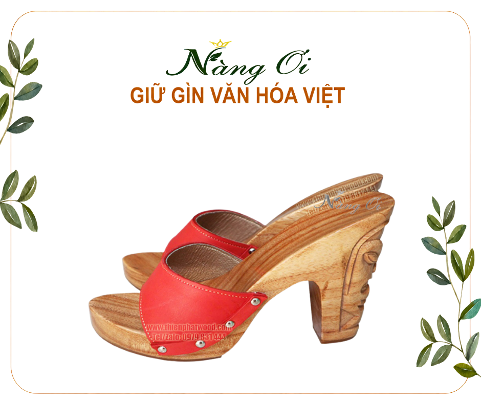 guốc mộc làm từ gỗ xoan với chiều cao 12cm đầy ấn tượng